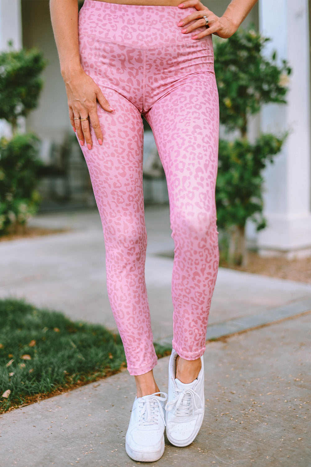 Outline Graphic Leggings, Pink