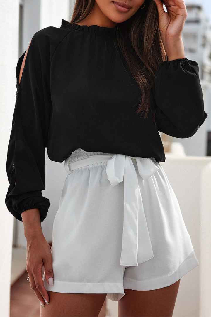 Cold Shoulder Bishop Sleeve Blouse