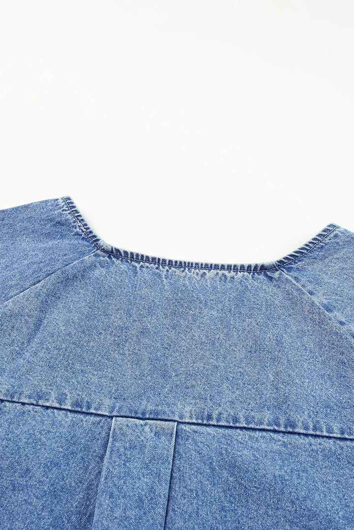 Sky Blue Raw Edge Denim Top