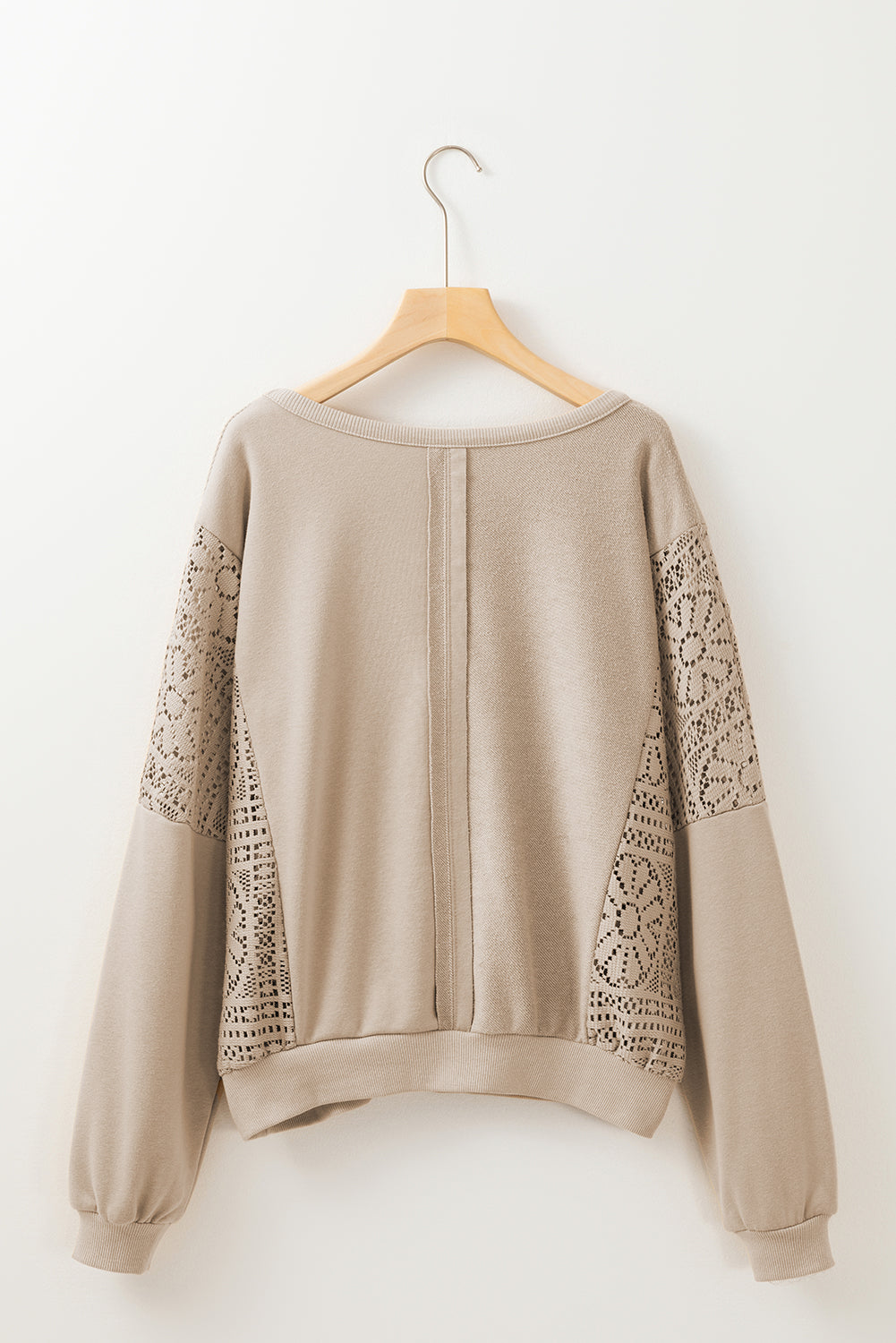 Knit Crochet Exposed Seam Ribbed Trim Sweatshirt