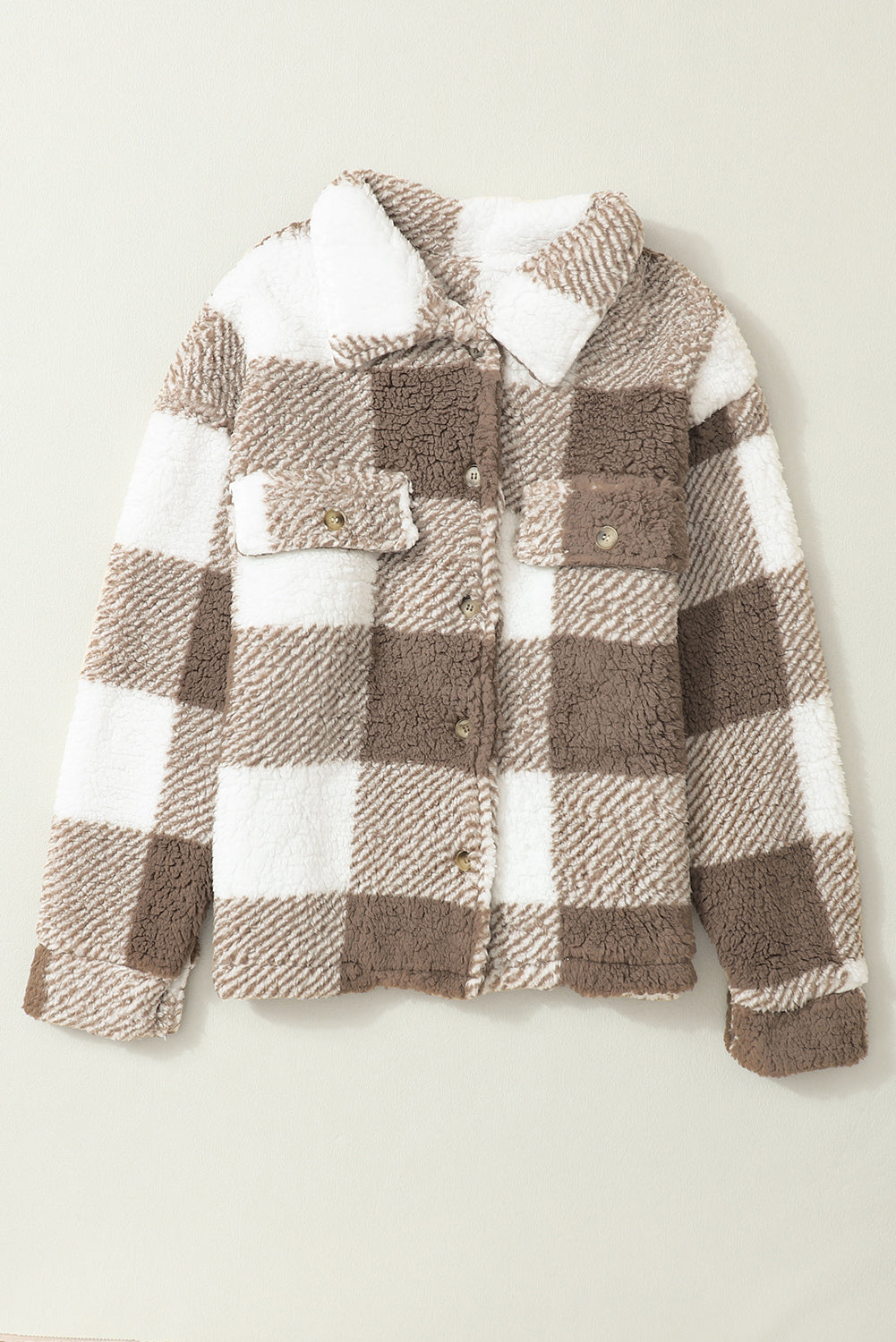 Plaid Sherpa Buttoned Flap Pocket Shacket