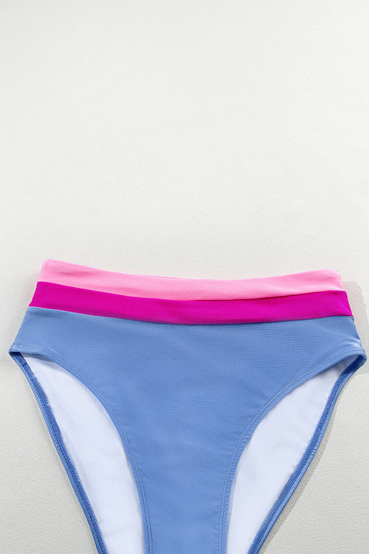 Colorblock High Waisted Bikini Swimsuit