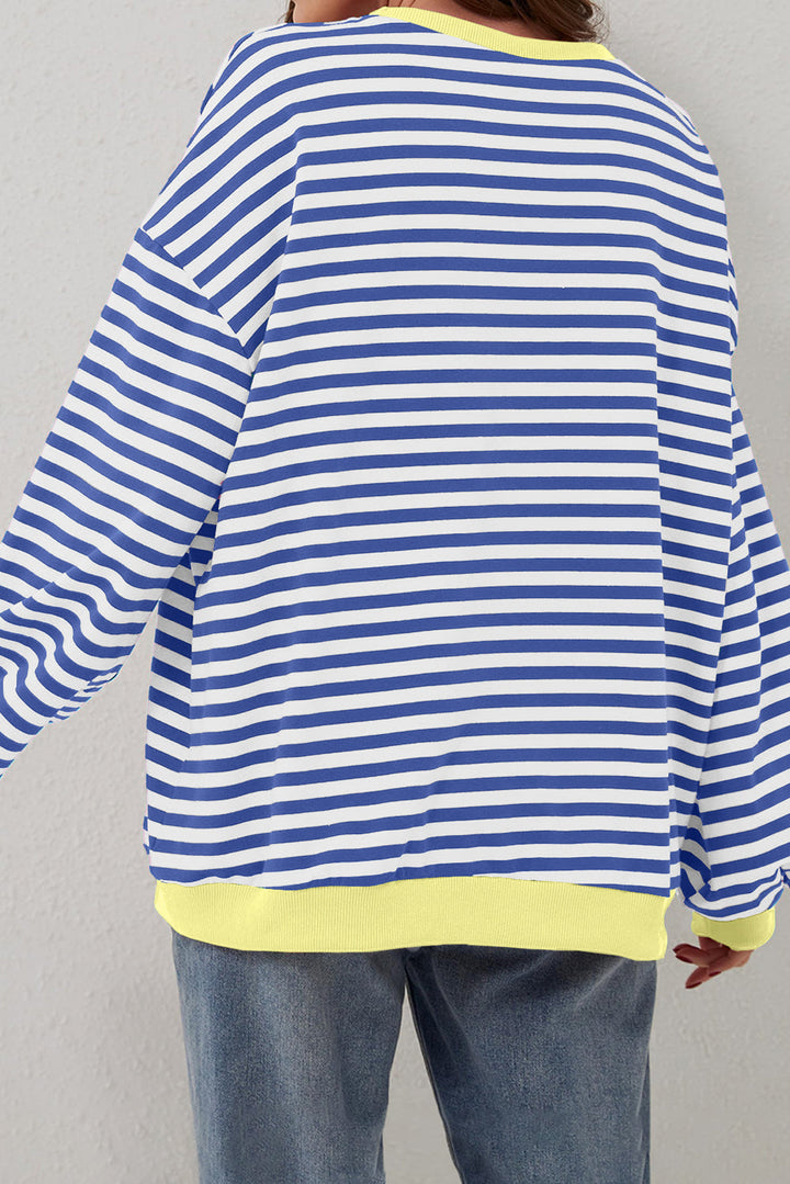 Oversized Contrast Trim Pullover Sweatshirt