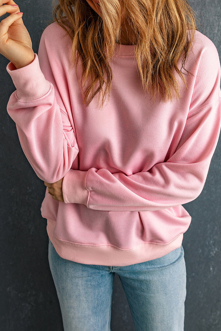 Plain Crew Neck Pullover Sweatshirt