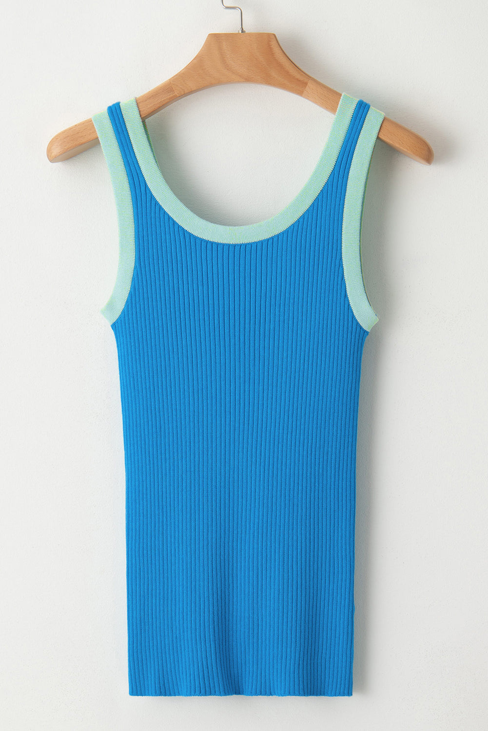 Colorblock Edge Ribbed Knit U Neck Tank Top