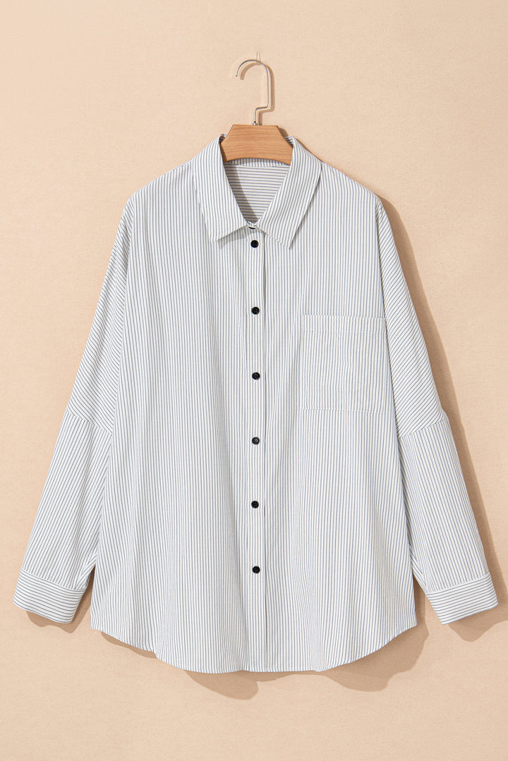 Rolled Tab Sleeve Buttoned Plus Size Shirt