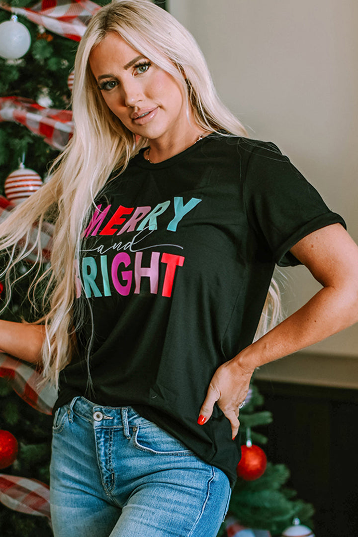 MERRY and BRIGHT Crew Neck Graphic Tee