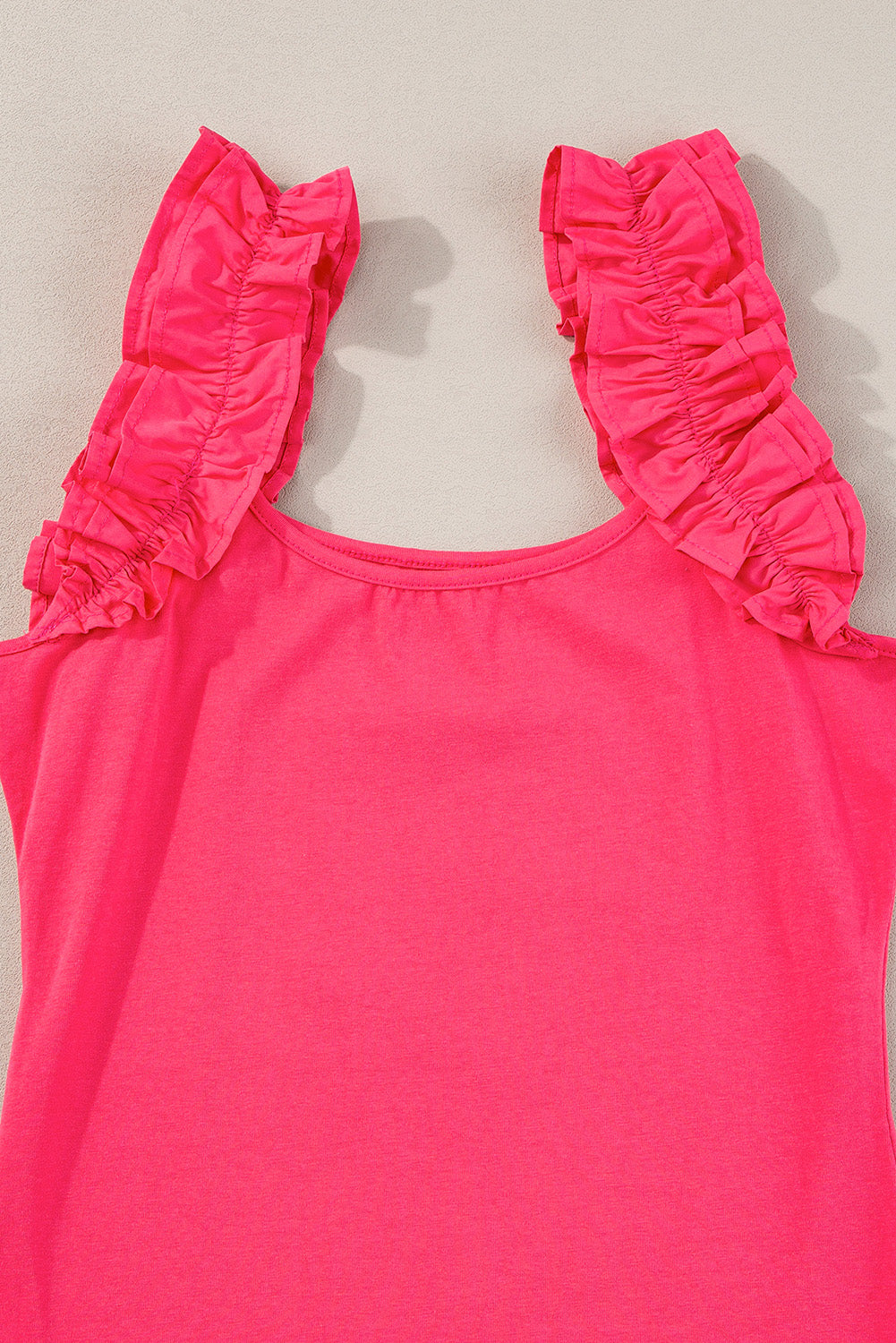 Ruffled Wide Straps Slim Tank Top