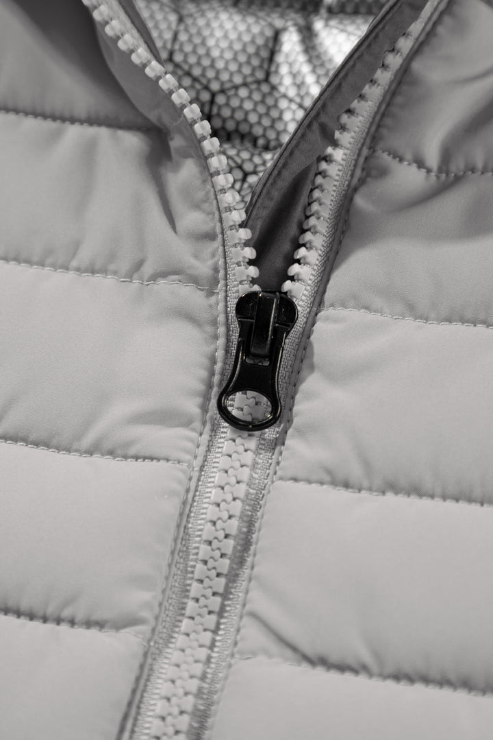 Plush Collared Quilted Zipped Puffer Vest