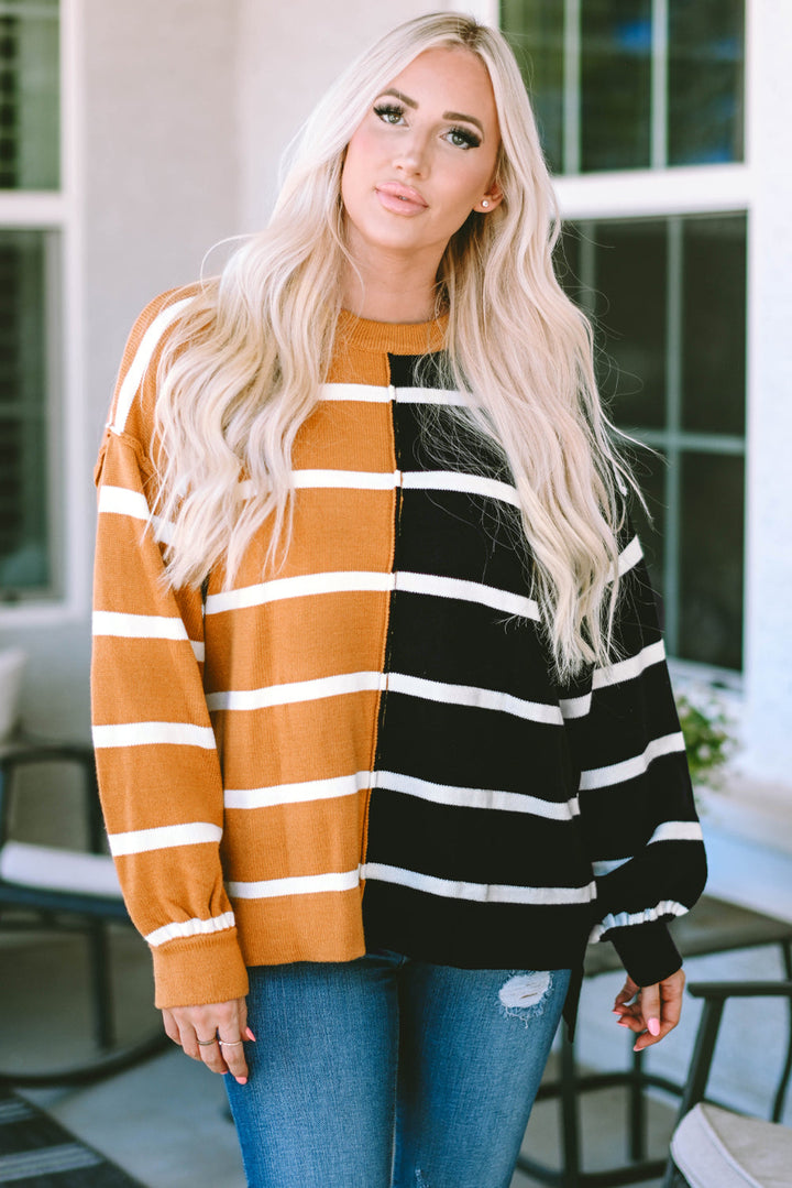 Oversized Contrast Printed Dropped Shoulder Top