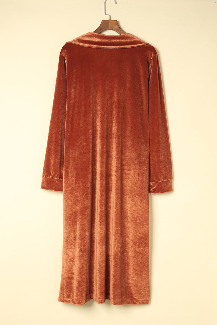 Retro Velvet Long Sleeve Pocket Coat