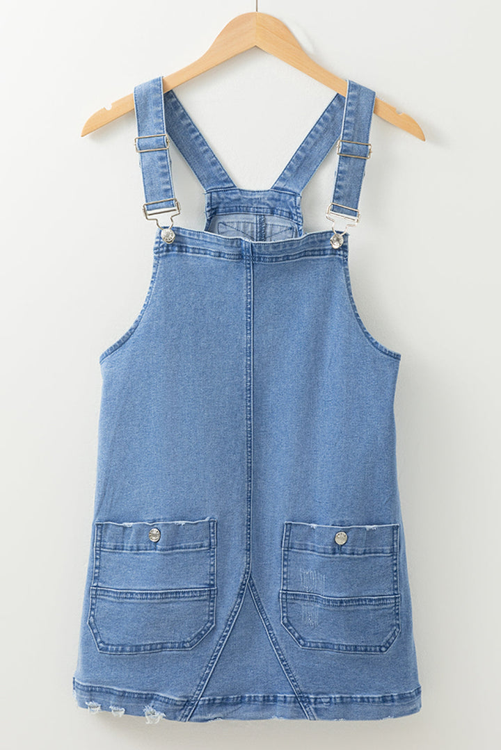 Pocketed Adjustable Straps Denim Overall Dress