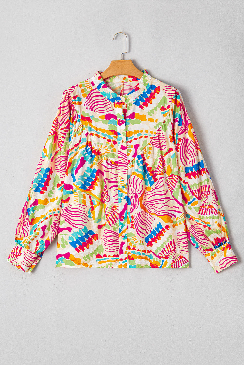 Abstract Printed High Low Oversized Shirt