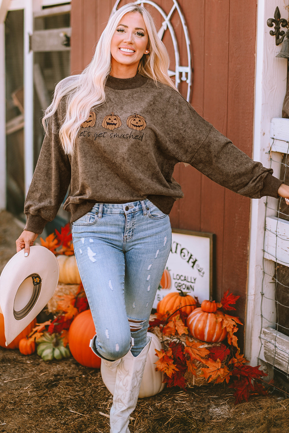 Let's Get Smashed Halloween Pumpkin Graphic Sweatshirt