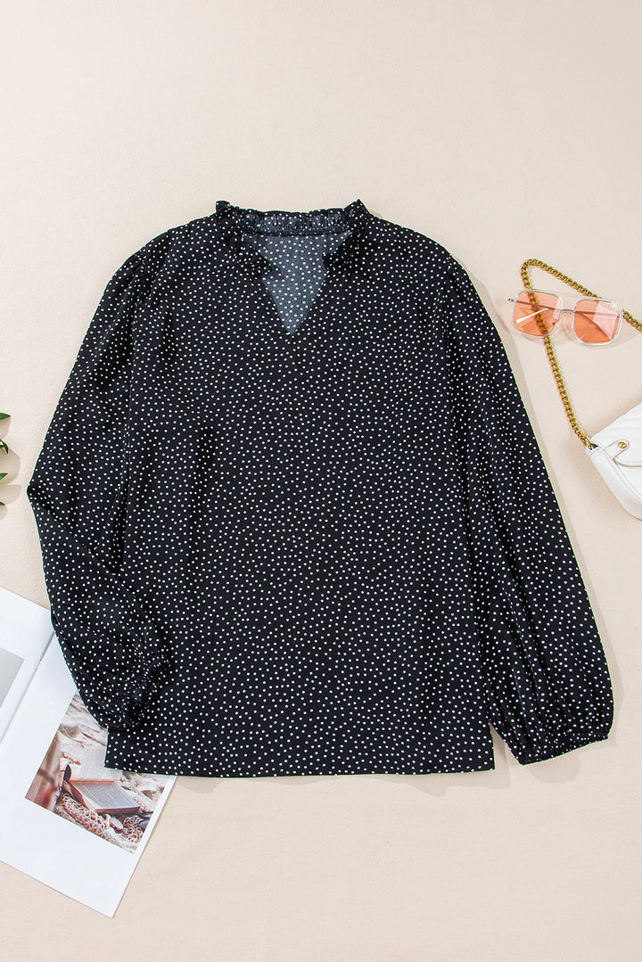 Plus Size Leopard Print Notch V Neck Blouse