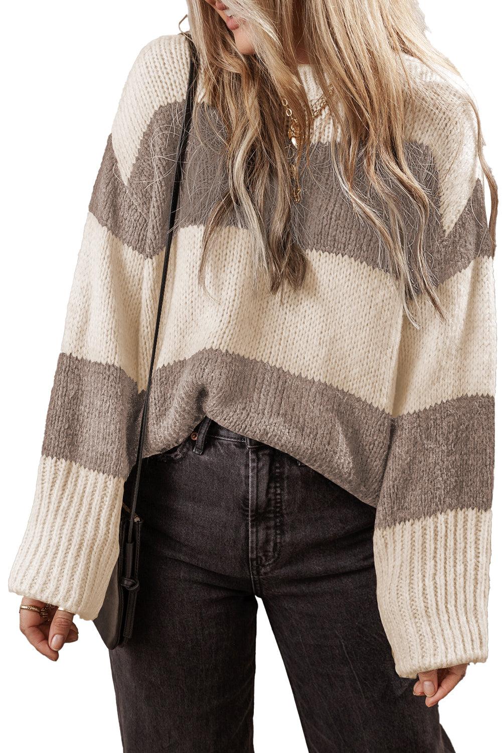 Colorblock Loose Pullover Sweater