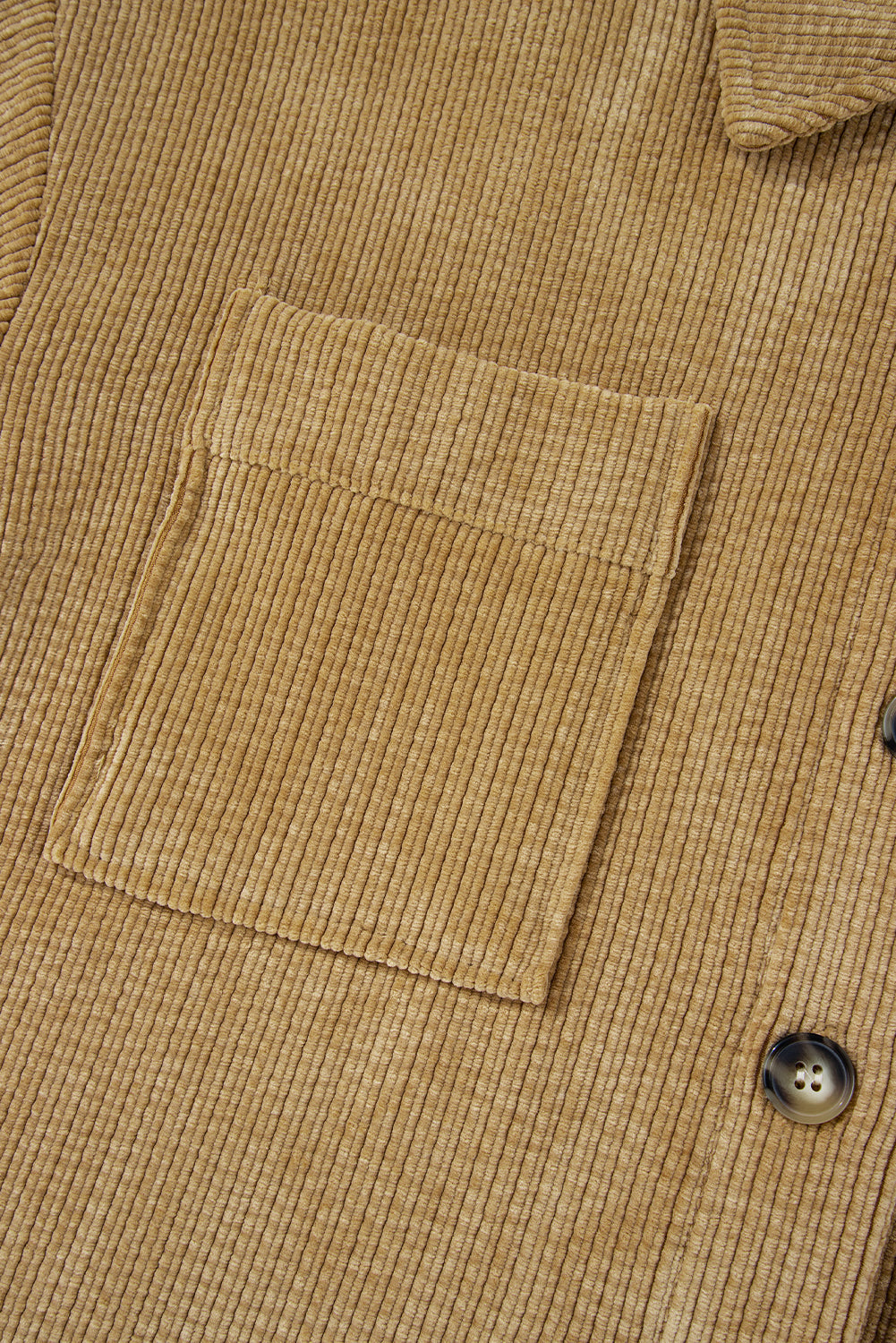 Patched Pocket Button Up Corduroy Shacket