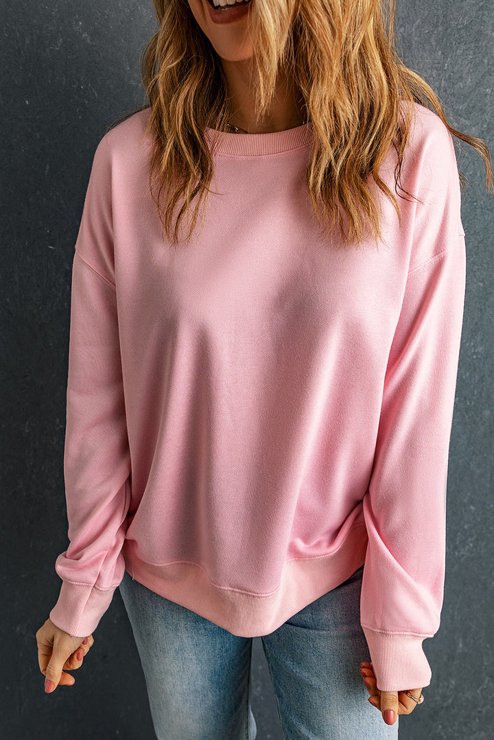 Plain Crew Neck Pullover Sweatshirt