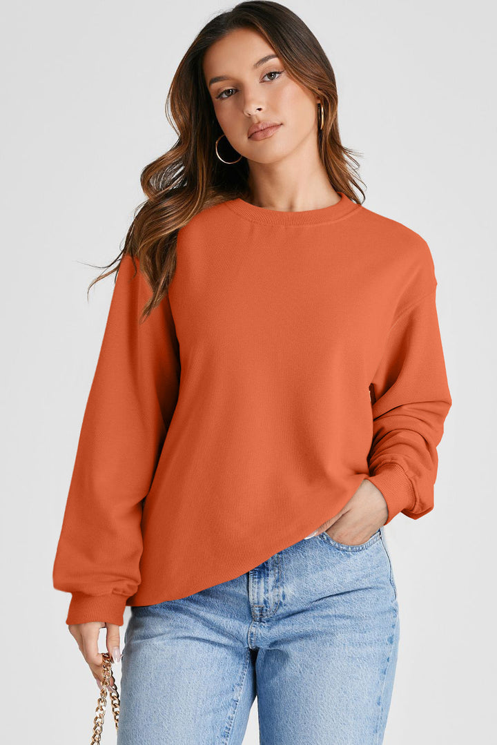 Plain Drop Shoulder Crewneck Pullover Sweatshirt