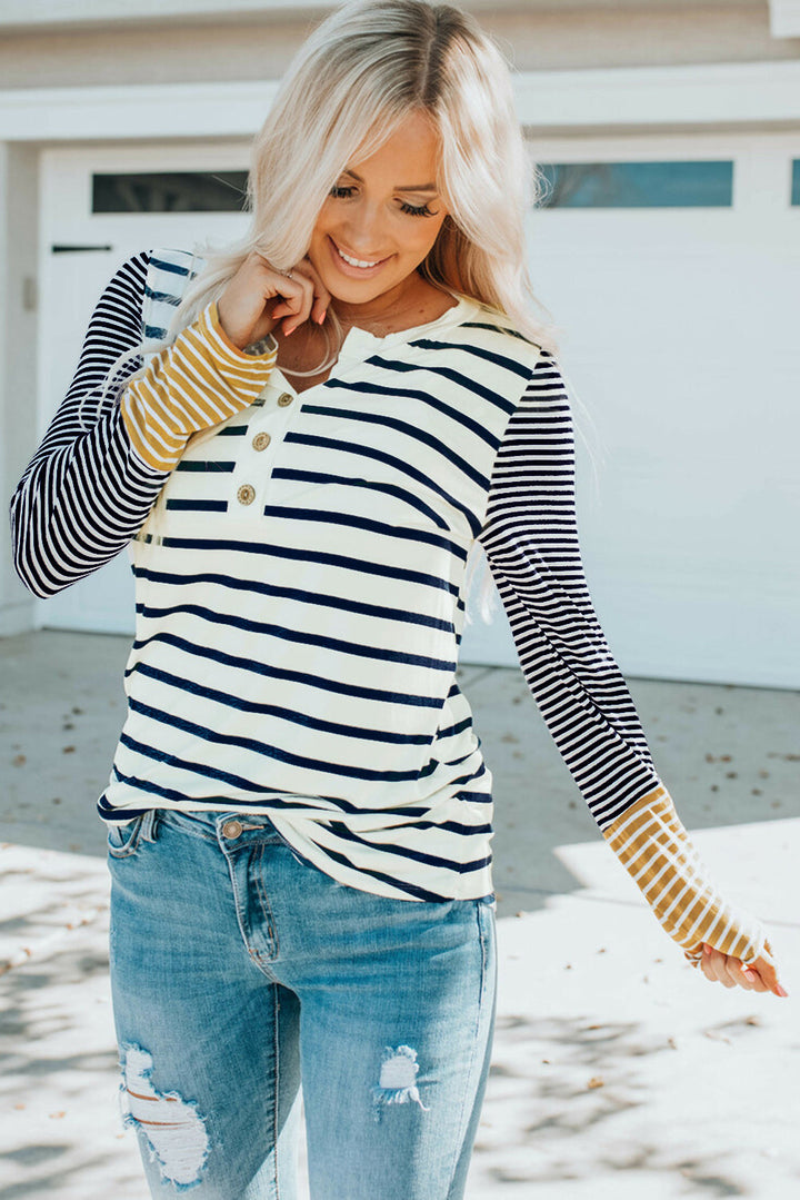 Long Sleeve Button Henley Top