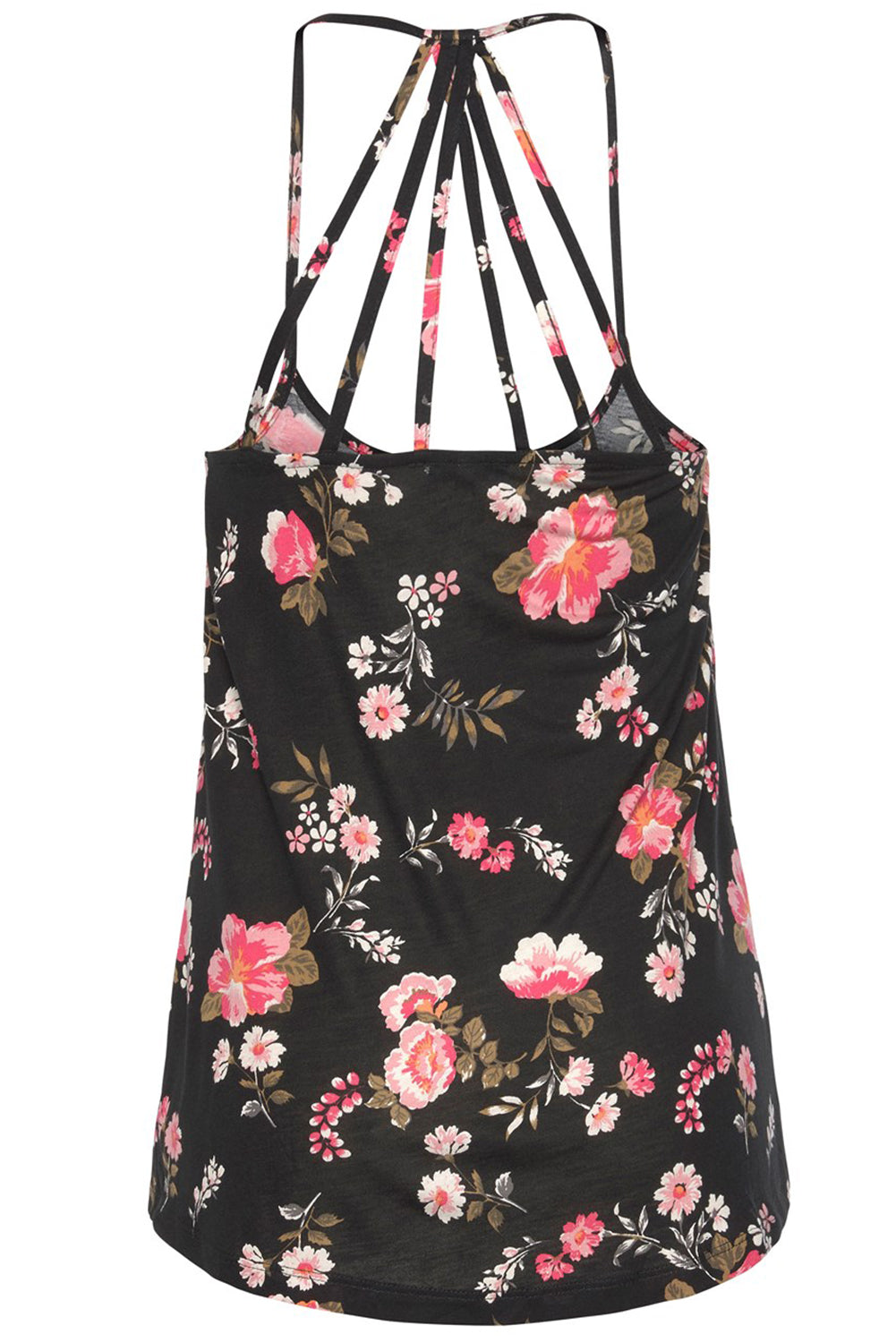 Floral Spaghetti Straps Strappy Back Tank Top