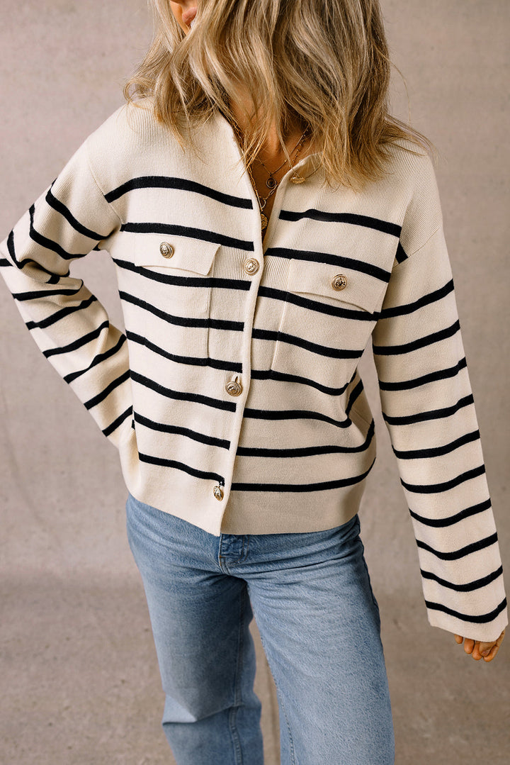 Flap Pocket Buttoned Cardigan Sweater