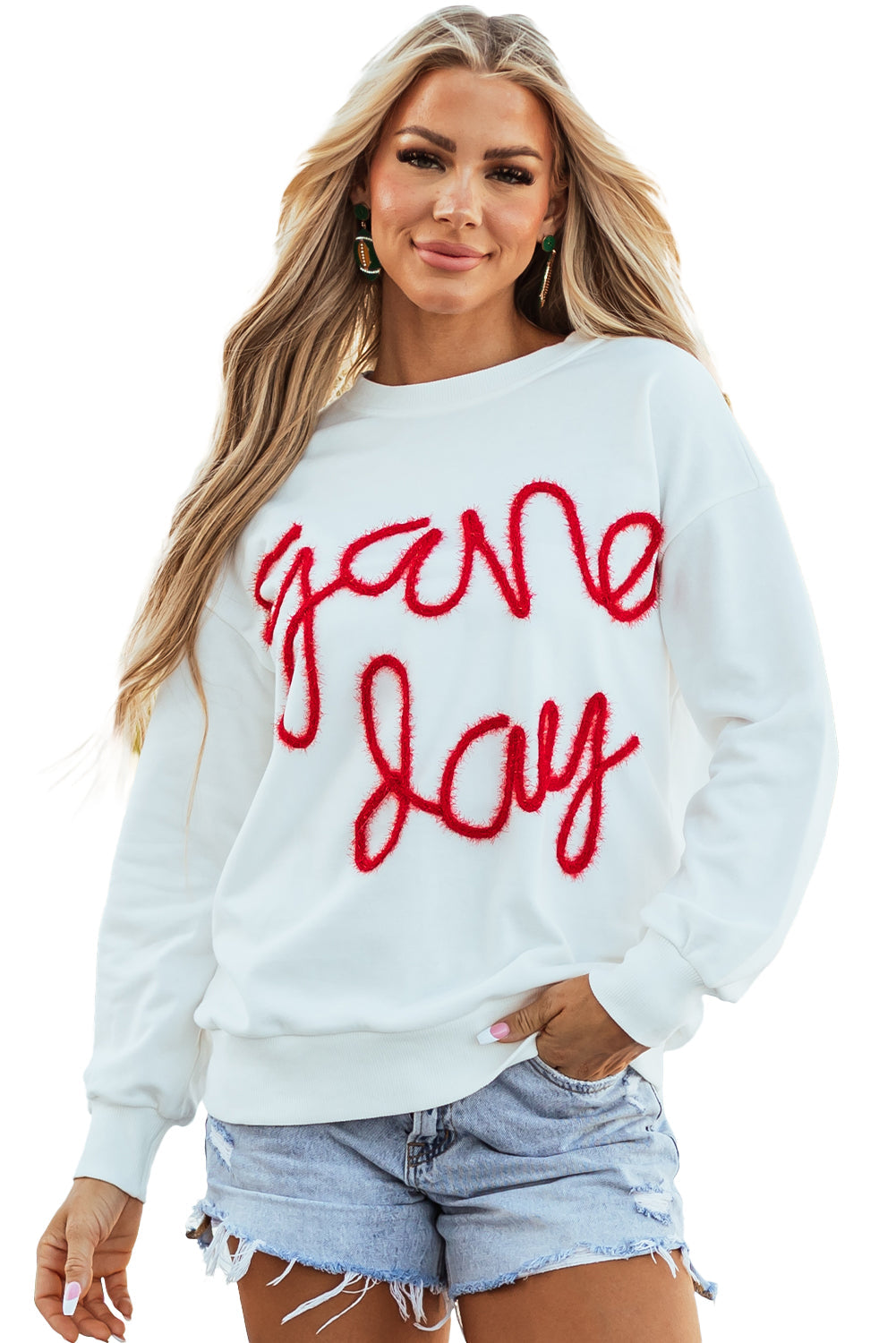 Tinsel Game Day Drop Shoulder Graphic Sweatshirt