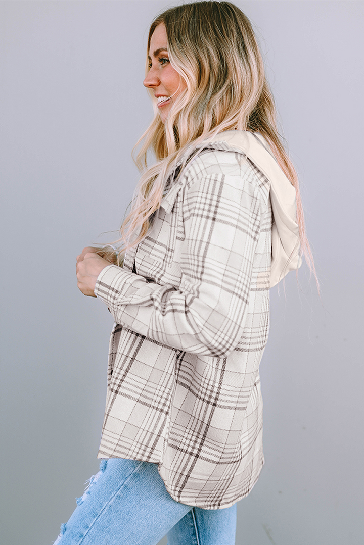 Plaid Removable Hood Buttoned Shacket