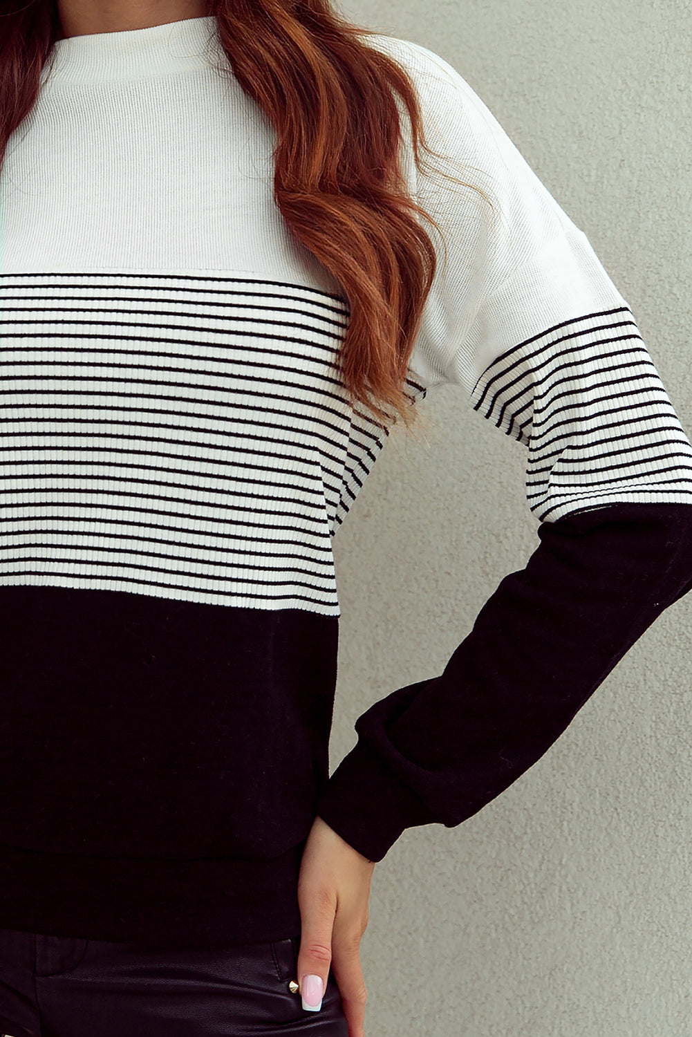 Striped Contrast Colorblock Knit Top