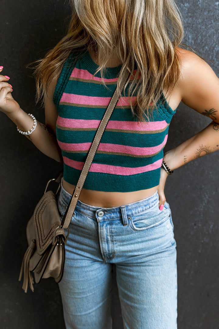 Sleeveless Knit Cropped Sweater Top