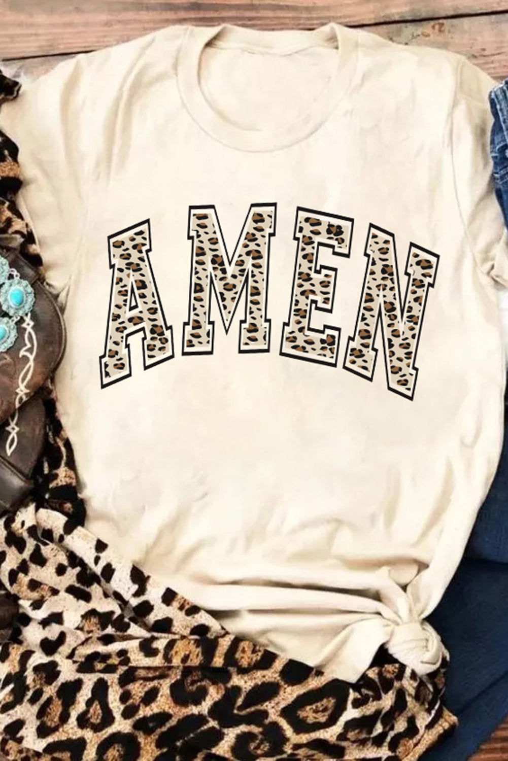 Leopard AMEN Graphic T Shirt