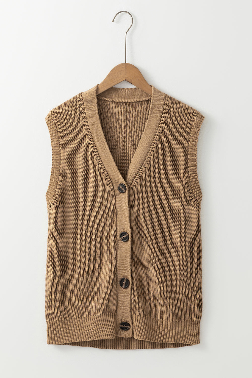 V Neck Buttoned Front Sweater Vest