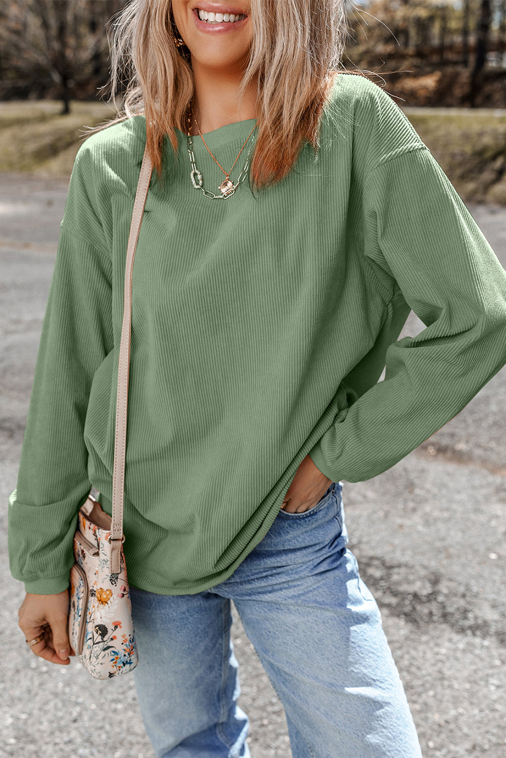 Ribbed Corduroy Oversized Sweatshirt