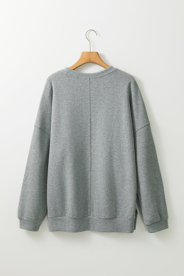 Side Split Drop Shoulder Oversized Sweatshirt