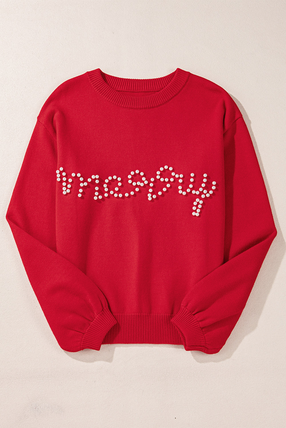 Pearl Beaded Merry Casual Sweater