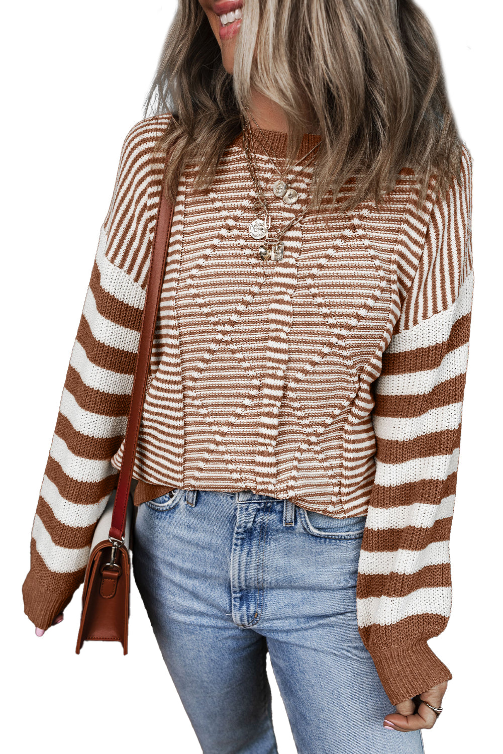 Geometric Textured Drop Shoulder Sweater