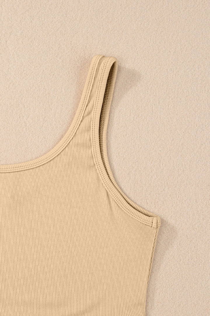 Ribbed Knit Sheath Sleeveless Crop Top