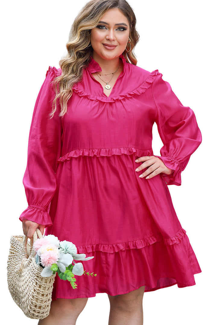 Plus Size Ruffled Bubble Sleeve Dress