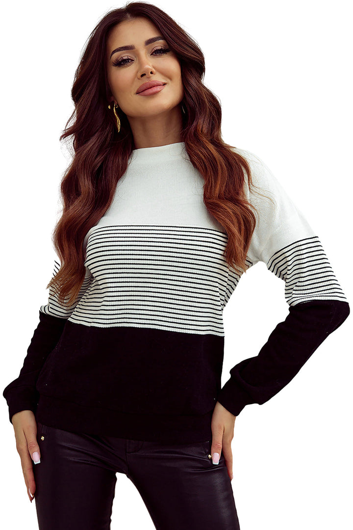 Striped Contrast Colorblock Knit Top