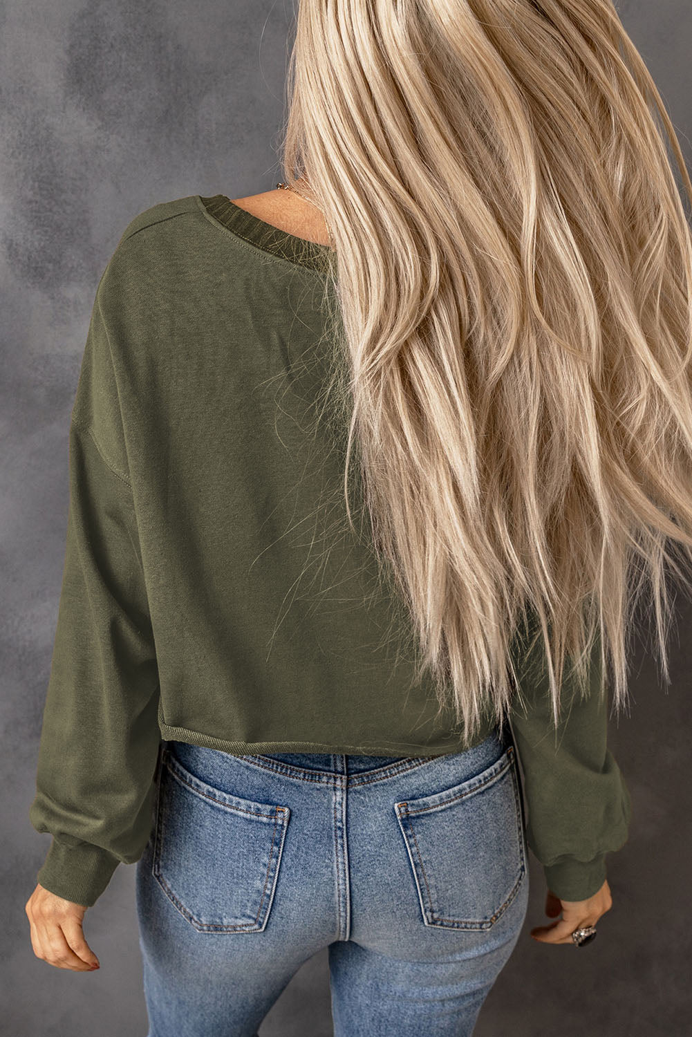 Drop Shoulder Cropped Sweatshirt