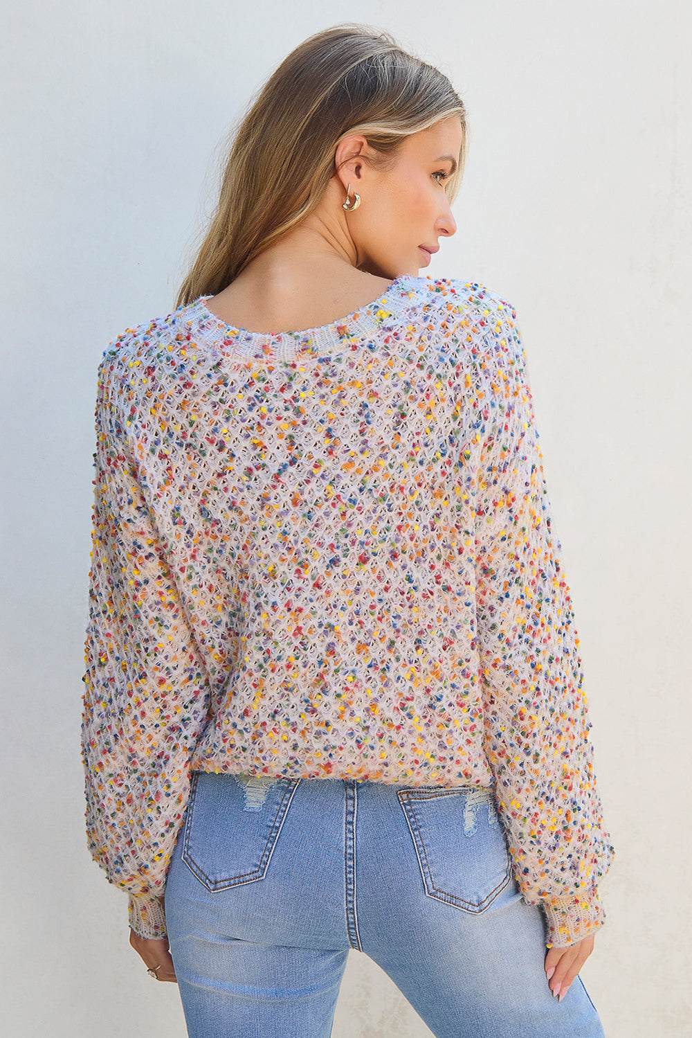 Confetti Knit Popcorn Sweater Top