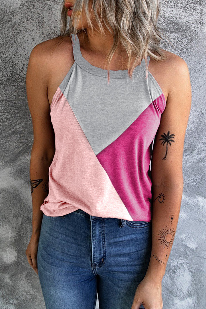 Geometric Color Block Sleeveless Top