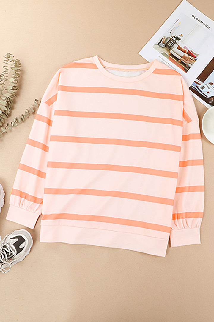 Striped Drop Shoulder Pullover Sweatshirt