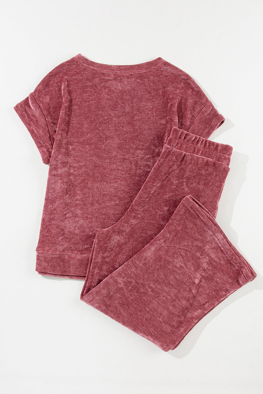 Mineral Wash Corduroy Short Sleeve and Crop Pants Set