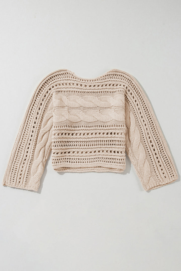 Hollow-out Cable Knit Cropped Sweater