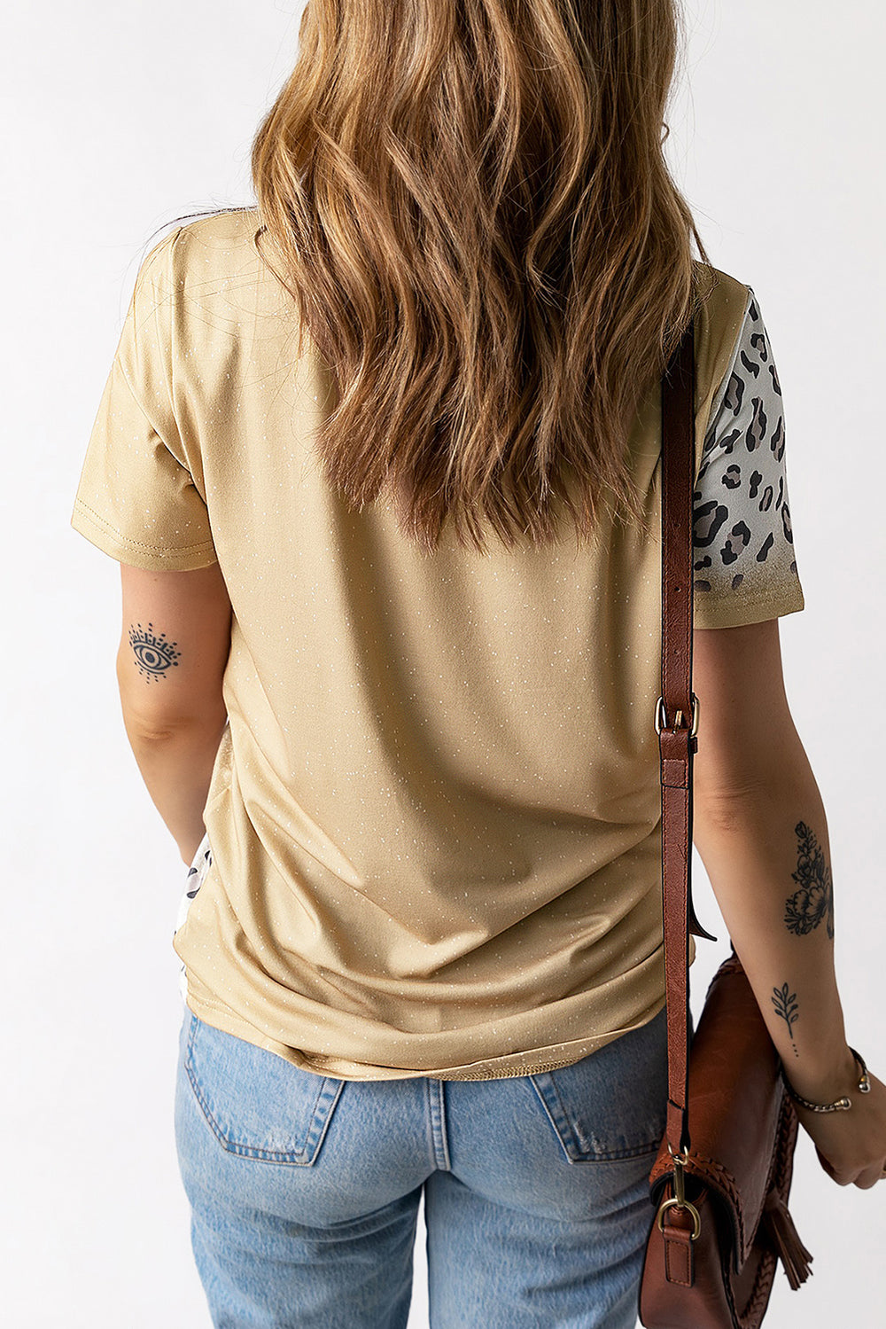 Bleached Leopard Print Crew Neck T Shirt