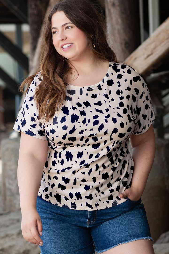 Leopard Print Twist Open Back Plus Size Top