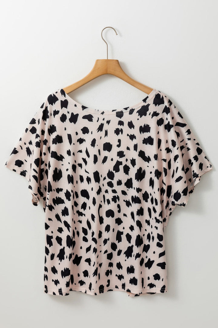 Leopard Print Twist Open Back Plus Size Top