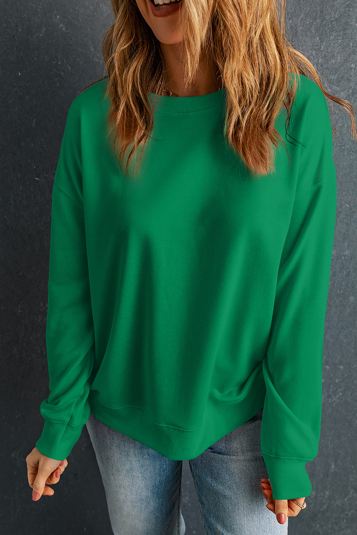 Solides, klassisches Pullover-Sweatshirt mit Rundhalsausschnitt