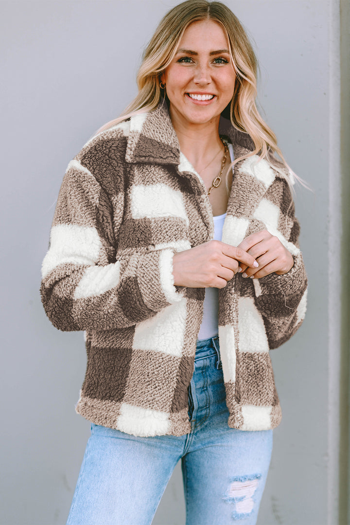 Plaid Sherpa Buttoned Flap Pocket Shacket